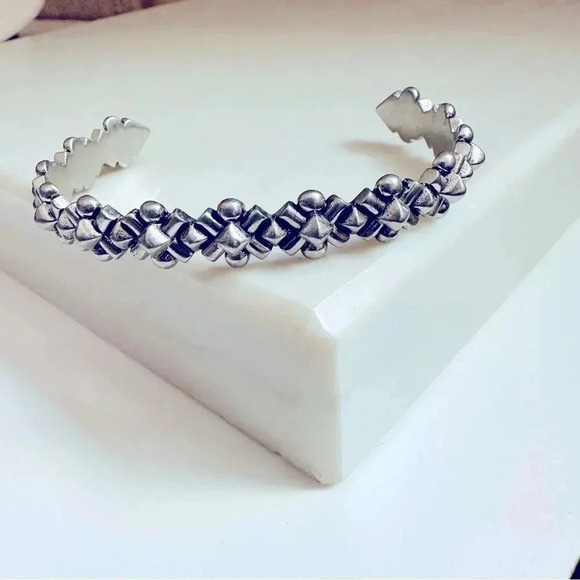 J. Crew Metal Bloom Silver Adjustable Cuff - Picture 3 of 6